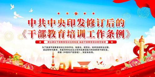 干部教育培訓(xùn)工作條例宣傳展板psd素材